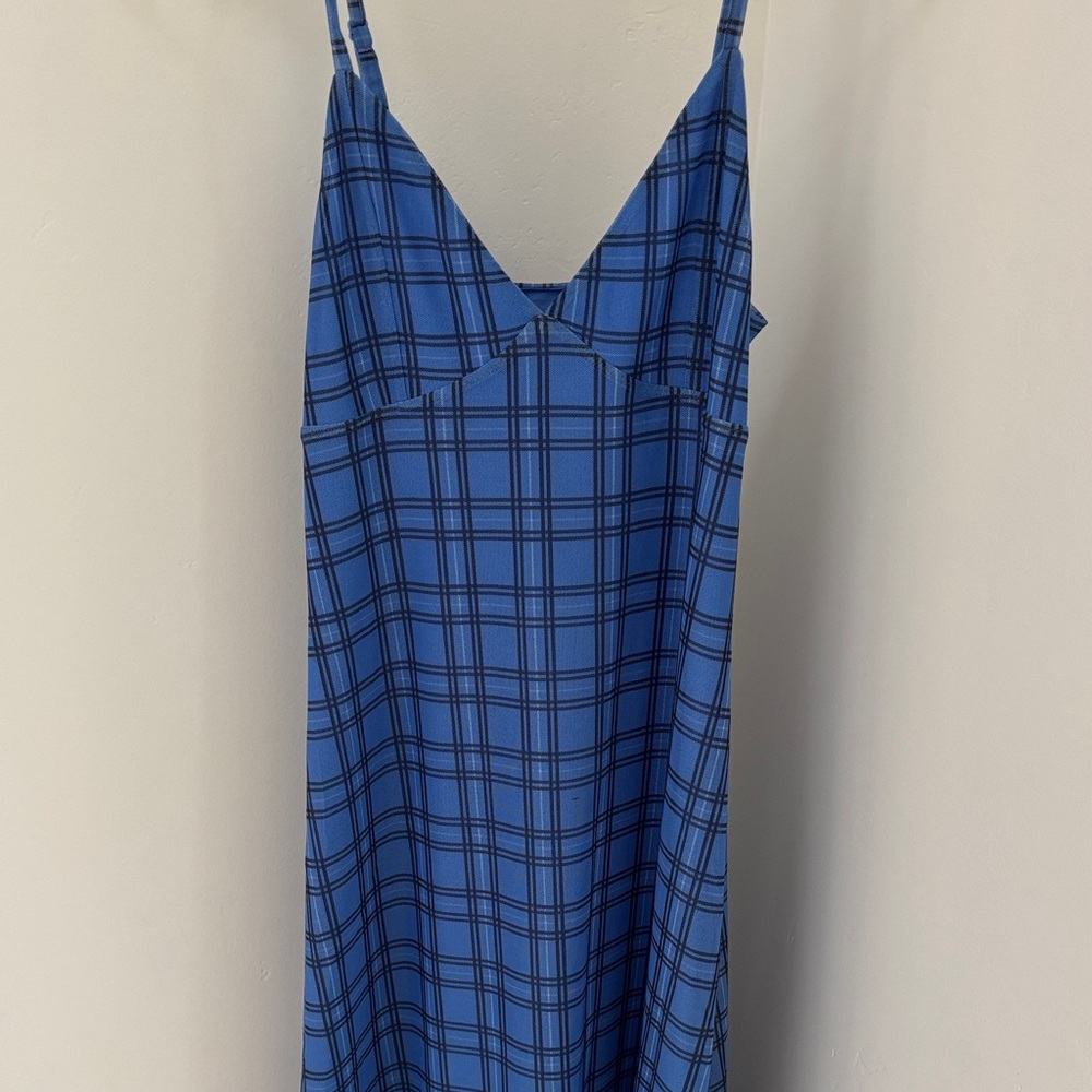 Blue Plaid Women's H&M Maxi Dress